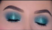 Turquoise Glitter Eye Makeup Tutorial | Sparkly Eyelook
