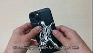 Skull Phone Case for iPhone 14, Skeleton Playing Guitar, Cool Goth Edgy Gothic Emo Design, Rock and Roll Style, Glow in The Dark, Leather Finish (iPh 14-Skeleton Playing Guitar)