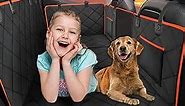 Back Seat Extender for Dogs - Holds 400lb, Hard Bottom Dog Bed Back Seat Cover, Pet Car Seat Cover Backseat Extender, Waterproof Dog Car Hammock for Car, SUV, Truck, Black/Orange