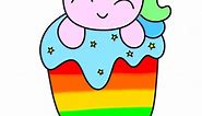 How to draw Unicorn Ice cream for kids - DrawColor #unicorn #rainbow #stars #icecream #artwork
