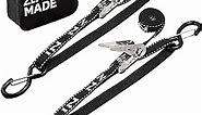 Stainless Boat Tie Down Straps to Trailer (Pack of 2) - 2,400lbs Break - 1" x 2.5’ Heavy Duty Ratchet Boat Straps UV Treated Boat Transom Tie Down Straps Jet Ski Tie Down Straps - Made in New Zealand