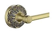 Antique Gold Small Towel Bar, 12 inch Open Towel Holder Wall Mounted, Vintage Decorative Bathroom Accessories, Brass Petal-Relief Series