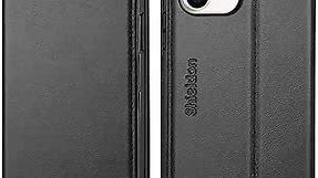 SHIELDON Case for iPhone 12/12 Pro 5G, Genuine Leather Wallet Case Magnetic RFID Blocking Credit Card Holder Kickstand Shockproof Case Compatible with iPhone 12/12 Pro (6.1 Inch 2020) - Black