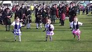 Youngest Highland dancers Pas de Basques and Highcuts display at Nairn Massed bands event