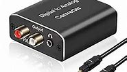 Digital to Analog Audio Converter, Hdiwousp 192 kHz DAC Digital Coaxial and Optical Toslink to Analog 3.5mm Jack and RCA (L/R) Stereo Audio Adapter with Optical Cable for HDTV Home Cinema, Aluminum