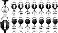30 Packs Heave Duty Badge Reels Retractable with Carabiner Belt Clip and Key Ring, Badge Holders for ID Card Name Keychain(Black, 26.5 Inch Pull Cord)