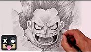 How To Draw Luffy Gear 4 | One Piece Sketch Tutorial