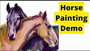 Simple Horse Painting Demonstration | How To Paint A Horse | Colourful - Impressionist