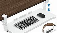 Kayfia Height Adjustable Keyboard Tray, Under Desk Keyboard Tray Slide Out With 45° Adjustable C Clamp For L Shaped Desk, 26" (31" Including Clamps) x 11.7" Computer Drawer For Ergonomic Typing, White