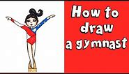 HOW TO DRAW A GYMNAST For Kids Step by Step Tutorial. Guided Cartoon Team USA Olympic Gymnast