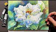 HOW TO PAINT WHITE FLOWERS ON WHITE PAPER 🤍 3 Techniques for Painting White with Watercolors