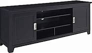 Walker Edison Traditional Wood TV Stand with Storage Cabinets for TV's up to 78" Flat Screen Universal TV Console Living Room Storage Shelves Entertainment Center, 70 Inch, Black