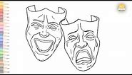 Happy and Sad Mask drawing | How to Make Masks simply #artjanag | Outline drawing | Draw A Mask