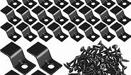 Ferraycle 100 Sets Table Top Fasteners with Screws Metal Z Clips for Table Tops Black Heavy Duty Z Table Top Connectors Solid Steel with 100 Black Screws for Desk Top Furniture