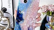 Jmltech Square Edge Case for iPhone 15 Plus Case Blue Marble Silicone Glitter Cute Girly Women Flexible Protective Shockproof Phone Cases for iPhone 15 Plus Pink Blue
