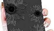 OOK Floral case for iPhone 11 Pro Max Case, Cute Sunflower Floral Blooms Design Soft TPU Shockproof Protective for Women Girls Phone Cover - Black Flower