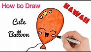 How to Draw a Balloon cute and easy Art Tutorial