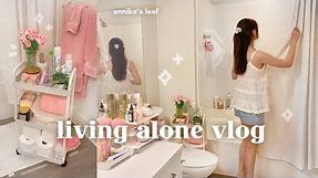 apartment bathroom makeover 🏡🌷 pinterest aesthetic, decorating & organization, living alone