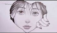 A girl face - Pencil Sketch for beginners || How to draw - step by step || Drawing tutorial