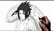 How To Draw Sasuke (Snake) | Step By Step | Naruto