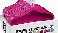 ZOBER Velvet Hangers 50 Pack - Heavy Duty Pink Hangers for Coats, Pants & Dress Clothes - Non Slip Clothes Hanger Set - Space Saving Felt Hangers for Clothing