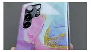 J.west Galaxy S22 Ultra Case 5G, Luxury Sparkle Glitter Translucent Clear Colorful Opal Pearly Thinfoil Design Shiny Print Soft Silicone Cover for Women Girls Slim TPU Protective Phone Case
