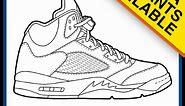 Air Jordan 5 Sneaker Coloring Pages - Created by KicksArt