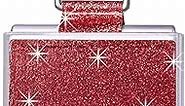 for Samsung Galaxy Z Flip 4 5G Case with Ring Bling Sparkle Glitter Shiny Luxury for Women Girls PU Leather Slim Shockproof Protective Phone Case for Z Flip 4 5G 2022 - Red