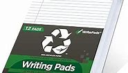 KAISA Legal Pads Writing Pads Recycled Paper, 8.5"x11.75" Wide Ruled, 50 sheets 8-1/2"x 11-3/4" Perforated Writed Pad, White Pack of 12pads, KSU-5293