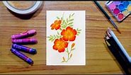 Simple oil pastel drawing for beginners | step by step | Flowers | Art Flicks