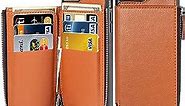 LAMEEKU iPhone 7 Plus Wallet Case, iPhone 8 Plus Leather Wallet Case, RFID Blocking Shockproof Credit Card Holder Case with Zipper Wallet, Protective Cover for Apple iPhone 7 Plus/8 Plus - Brown