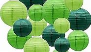 Meiduo Paper Lanterns Party Decorations Green - Hanging Paper Lanterns Indoor Outdoor - Football Theme Birthday Baby Shower Graduation Wedding St. Patrick's Day Party Supplies, 15pcs