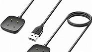2 Pack Compatible with Fitbit Sense&Versa 3 Charger, Replacement USB Charging Cable Cord Stand for Versa 3/Versa 4/Sense/Sense 2 Watch,3.3ft+3.3ft