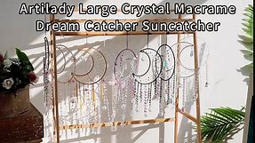 Artilady Crystal Moon Dream Catcher - Large Black Dream Catchers with Crystals Suncatcher Boho Wall Hanging Rainbow Dreamcatcher Bedroom Home Moon Decor for Girls Women