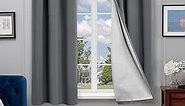 Deconovo Back Silver Coated Curtains for Bedroom - Room Darkening Curtains, Grommet Window Drapes, Thermal Insulated (42W x 63L, Dark Grey, 2 Panels)