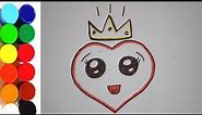 How to draw a cute Heart❤️ | Smiley Heart Face Drawing | Easy Drawing For Kids | Kinder Artland