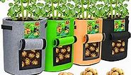 4 Pack 10 Gallon Potato Growing Bags with Flap, Breathable & Durable, Nonwoven Fabric, Ideal for Indoor/Outdoor Use