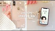 ☁️🐰iPhone XS Unboxing in 2024 I aesthetic I ( rose gold ) + accessories & shuffle wallpaper