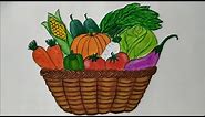Vegetable Basket | How to draw and color Vegetable Basket Easily | Poster Painting