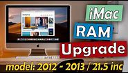 How To Upgrade RAM on the Apple iMac 2012 - 2013 RAM Upgrade - 21.5 inch model