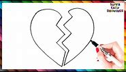 How To Draw A Broken Heart Step By Step - Broken Heart Drawing EASY