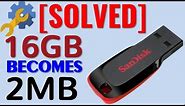 How to Fix Pen Drive 16GB Becomes 2.28MB [SOLVED] Restore Pen Drive Capacity