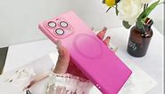 for iPhone 12 Pro Max Square Case Magnetic Gradient Hot Pink Case for Women Girls Soft TPU Shockproof Cover for iPhone 12 Pro Max [with Camera Lens Protector] [Compatible with Magsafe]