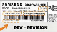How to locate & read the model tag on a Samsung Dishwasher