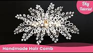 Bridal Beaded Hair Comb for Wedding. Handmade Hair Accessories for Beginners.