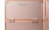 FRENESSA Makeup Train Case 10 Inch Travel Beauty Cosmetic Box Professional 4-trays Jewelry Storage Organizer with Lockable Portable for Women and Girls - Rose Gold