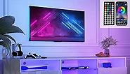 65IN LED TV Stand for 65/70inch TV,High Glossy White TV Stand for Living Room,Modern Gaming Entertainment Center with Adjustable Storage Shelf,RGB LED Lighting,TV Cabinet(65in White)