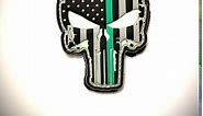 American Flag Skull Thin Green Line (Glow in The Dark) PVC Morale Patch 3x2" Hook/Loop