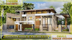 SMALL HOUSE DESIGN - 200 SQM FLOOR AREA BUNGALOW HOUSE WITH 4 BEDROOMS AND 2 BATHROOMS