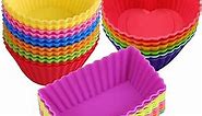 Silicone Baking Cups Muffin Cupcakes Liners Molds Sets in Storage Container-36 Pack